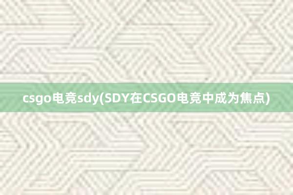 csgo电竞sdy(SDY在CSGO电竞中成为焦点)