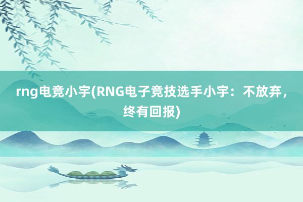 rng电竞小宇(RNG电子竞技选手小宇：不放弃，终有回报)