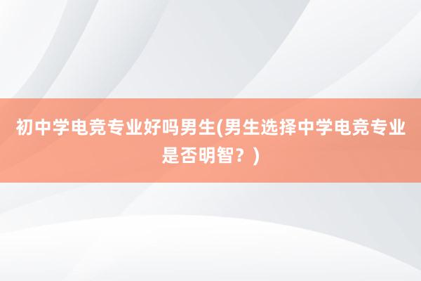 初中学电竞专业好吗男生(男生选择中学电竞专业是否明智？)